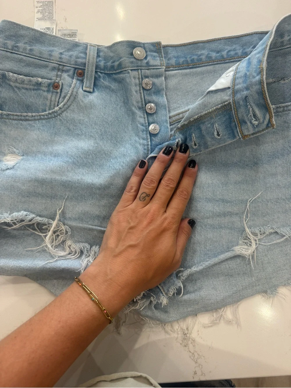 Light Wash Distressed Denim Jean Shorts